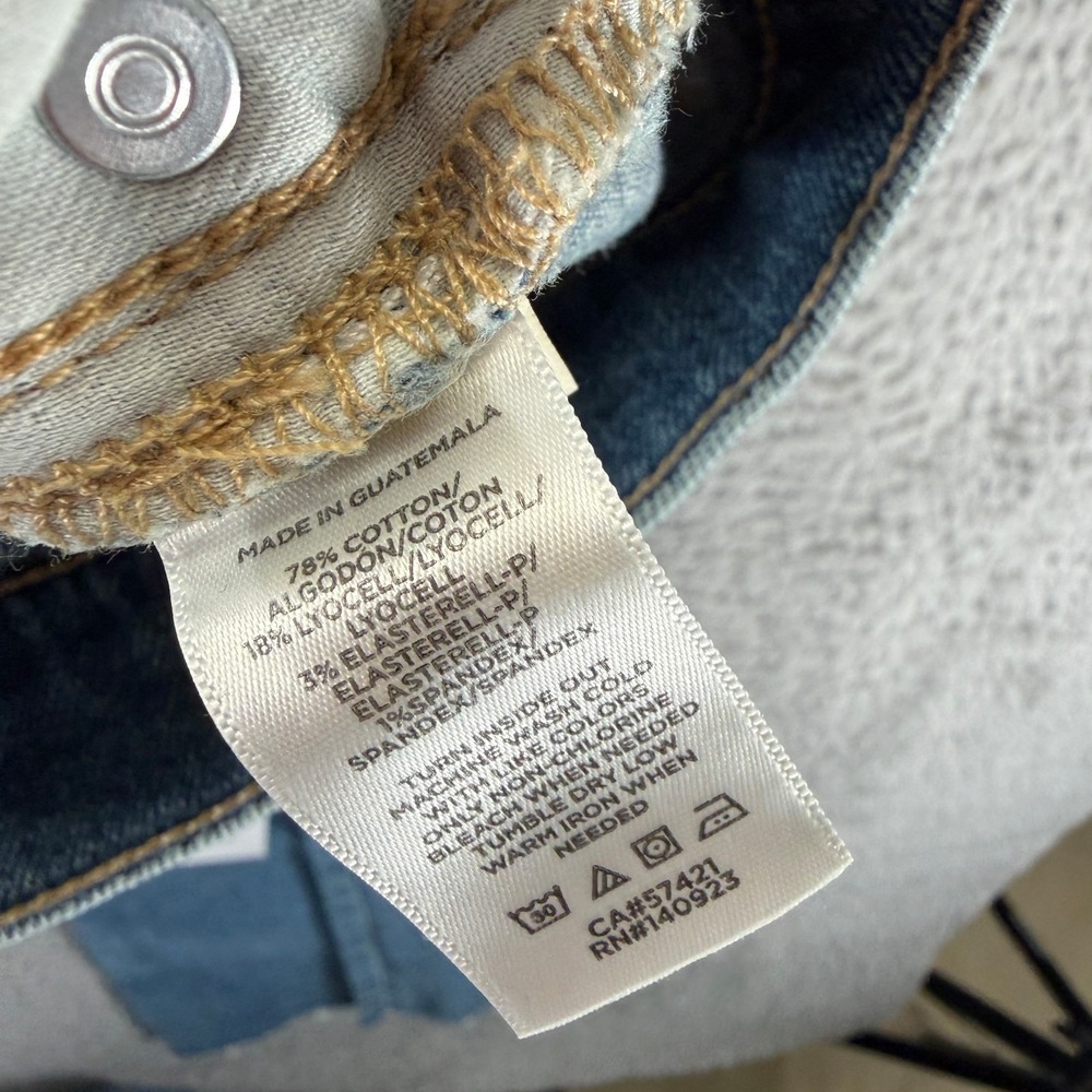 Loft Jeans Womens 10 Blue Cotton Denim Wide-Leg Faded Workwear Raw-Hem Stretch - Picture 9 of 13